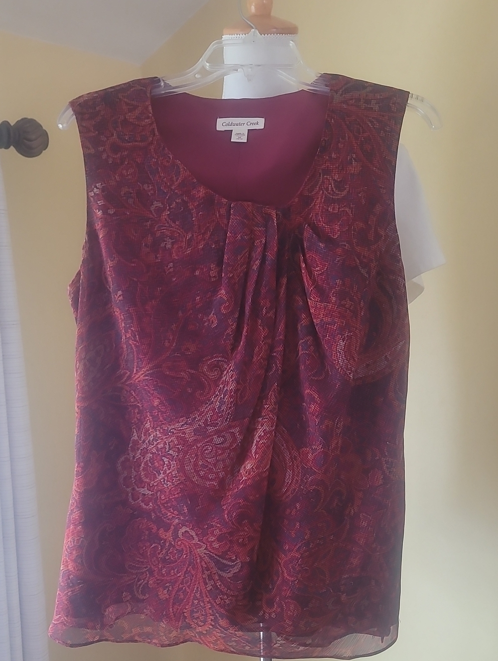 Coldwater Creek Burgundy Paisley Sleeveless Top Size M